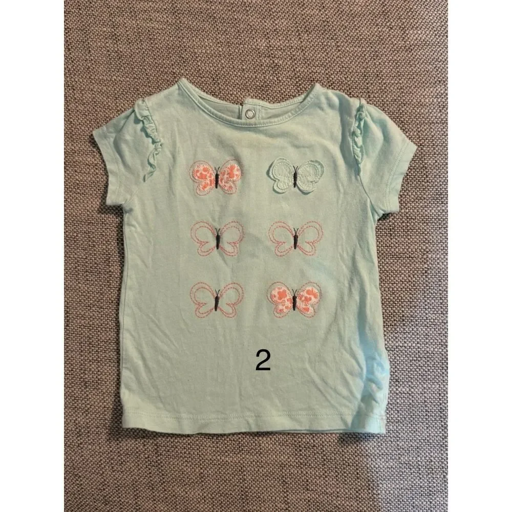 Child of Mine Made by Carters 24M Mint Green Butterfly Embroidered Short Sleeve